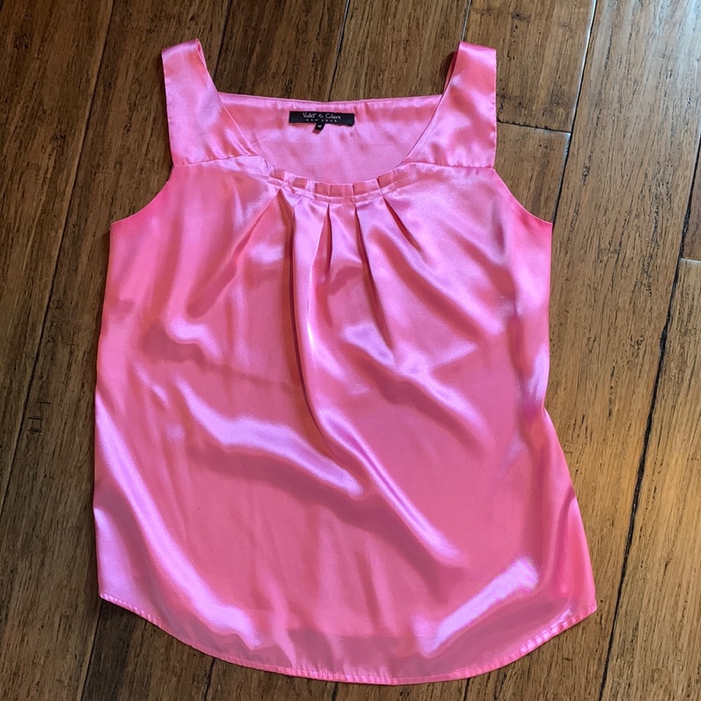 Pink satin sleeveless top